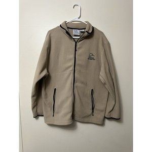 Ducks Unlimited Full Zip Fleece Jacket Tan And Black Trim Men’s Size XL EUC